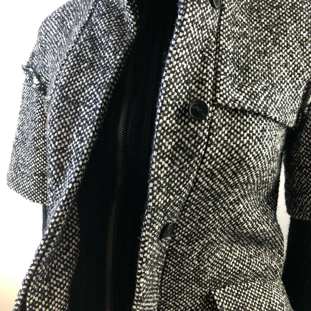 Zara Basic Textured Tweed Layered Full Zip Jacket Black Marled Knit Small H12038 - Picture 12 of 13